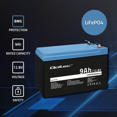 Akumulator LiFePO4 Litowo-Żelazowo-Fforanowy | 12.8V | 9Ah | 115.2Wh | BMS Akumulator LiFePO4 Litowo-Żelazowo-Fforanowy | 12.8V | 9Ah | 115.2Wh | BMS