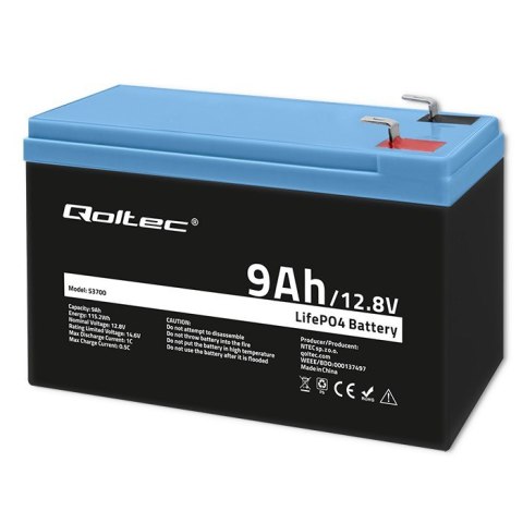 Akumulator LiFePO4 Litowo-Żelazowo-Fforanowy | 12.8V | 9Ah | 115.2Wh | BMS Akumulator LiFePO4 Litowo-Żelazowo-Fforanowy | 12.8V | 9Ah | 115.2Wh | BMS