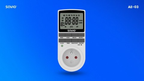 Programator czasowy z ekranem LCD, 16A, 3680W, AE-03 Programator czasowy z ekranem LCD, 16A, 3680W, AE-03