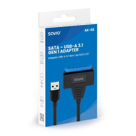 Adapter USB-A 3.1 Gen 1 (M) - SATA (F) do dysków SATA 2.5 cala , AK-68 Adapter USB-A 3.1 Gen 1 (M) - SATA (F) do dysków SATA 2.5 cala , AK-68