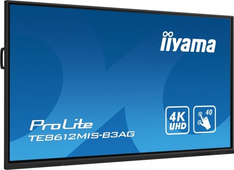 Monitor 85.6 cala ProLite TE8612MIS-B3AG,INFRARED,40pkt,VA,4K, 24/7, 7H, WiFi,VGA, HDMI, USB-c, Bluetooth,metal,8ms, vesa, głośn Monitor 85.6 cala ProLite TE8612MIS-B3AG,INFRARED,40pkt,VA,4K, 24/7, 7H, WiFi,VGA, HDMI, USB-c, Bluetooth,metal,8ms, vesa, głośn