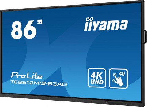 Monitor 85.6 cala ProLite TE8612MIS-B3AG,INFRARED,40pkt,VA,4K, 24/7, 7H, WiFi,VGA, HDMI, USB-c, Bluetooth,metal,8ms, vesa, głośn Monitor 85.6 cala ProLite TE8612MIS-B3AG,INFRARED,40pkt,VA,4K, 24/7, 7H, WiFi,VGA, HDMI, USB-c, Bluetooth,metal,8ms, vesa, głośn