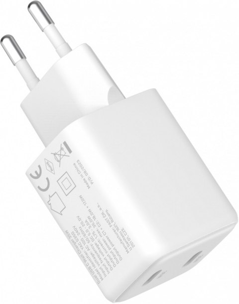 Ładowarka sieciowa USB C 2x18W 3A Power delivery 3.0 QC3.0 Biała Ładowarka sieciowa USB C 2x18W 3A Power delivery 3.0 QC3.0 Biała