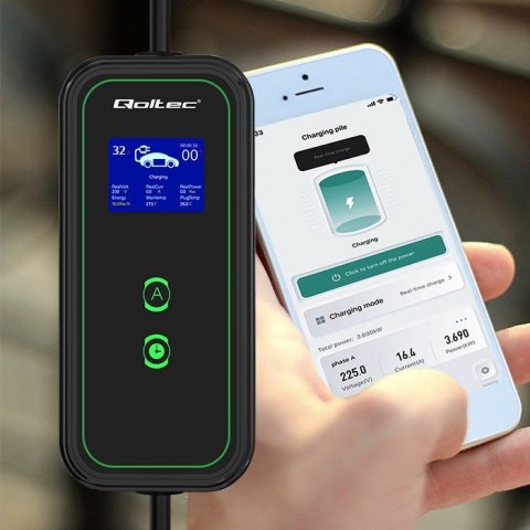 Mobilna ładowarka do samochodu elektrycznego EV z regulacją 2w1 Typ2 | 7kW | 230V | CEE 3 PIN | WiFi | LCD | Przenosna | Wallbo Mobilna ładowarka do samochodu elektrycznego EV z regulacją 2w1 Typ2 | 7kW | 230V | CEE 3 PIN | WiFi | LCD | Przenosna | Wallbo