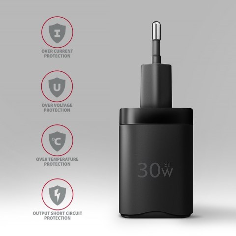 ACU-PD30 Ładowarka sieciowa PD 30W, 1x port USB-C, PD3.0/QC3.0/AFC/FCP/Apple Czarna ACU-PD30 Ładowarka sieciowa PD 30W, 1x port USB-C, PD3.0/QC3.0/AFC/FCP/Apple Czarna