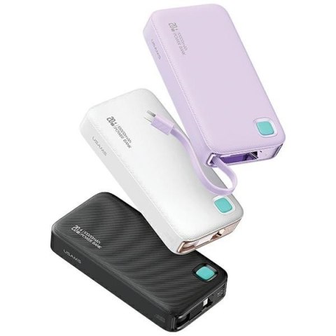 Powerbank 10000mAh 20W zwijany kabel USB-C fast charge Czarny Powerbank 10000mAh 20W zwijany kabel USB-C fast charge Czarny