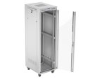 Szafa stojąca rack 19'' 42U 600x800 szara drzwi szklane flack pack