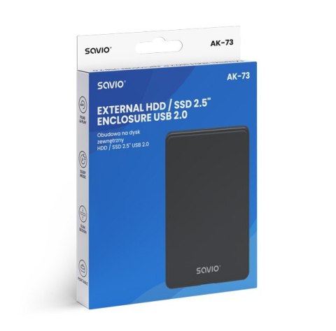 Obudowa na dysk zewnętrzny HDD / SSD 2.5" USB 2.0 AK-73 Obudowa na dysk zewnętrzny HDD / SSD 2.5" USB 2.0 AK-73
