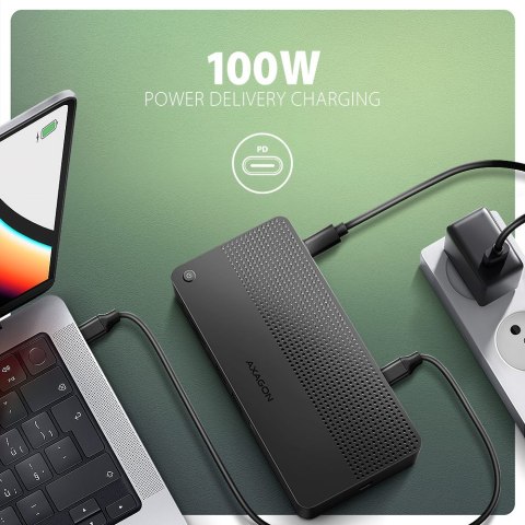 HMC-U4 Wieloportowy hub USB 12in1, USB 4.0 40Gbps, 3x USB-A, 2x USB-C, GLAN, HDMI 8K, DP 8K, PD 100W, HQ audio 24bit, UHS II SD/ HMC-U4 Wieloportowy hub USB 12in1, USB 4.0 40Gbps, 3x USB-A, 2x USB-C, GLAN, HDMI 8K, DP 8K, PD 100W, HQ audio 24bit, UHS II SD/
