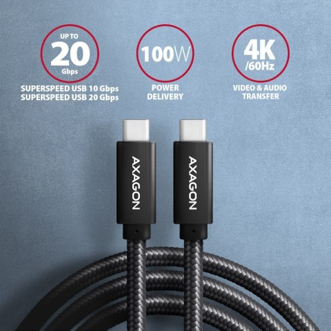 BUCM32-CM05AB Kabel USB-C - USB-C 3.2 Gen 2 0.5m, PD 100W, 5A, 4K HD, ALU, oplot, czarny BUCM32-CM05AB Kabel USB-C - USB-C 3.2 Gen 2 0.5m, PD 100W, 5A, 4K HD, ALU, oplot, czarny