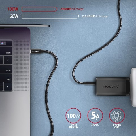 BUCM32-CM05AB Kabel USB-C - USB-C 3.2 Gen 2 0.5m, PD 100W, 5A, 4K HD, ALU, oplot, czarny BUCM32-CM05AB Kabel USB-C - USB-C 3.2 Gen 2 0.5m, PD 100W, 5A, 4K HD, ALU, oplot, czarny