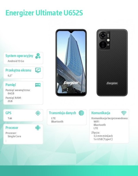 Smartfon Ultimate U652S 2GB RAM 64GB 6,51" 4G LTE Dual SIM EU Czarny Smartfon Ultimate U652S 2GB RAM 64GB 6,51" 4G LTE Dual SIM EU Czarny