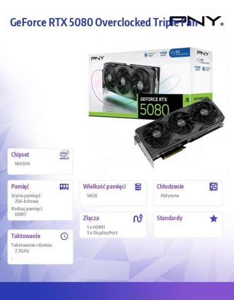 Karta graficzna GeForce RTX5080 OC 3F 16GB 256-bit 960GB/s Karta graficzna GeForce RTX5080 OC 3F 16GB 256-bit 960GB/s