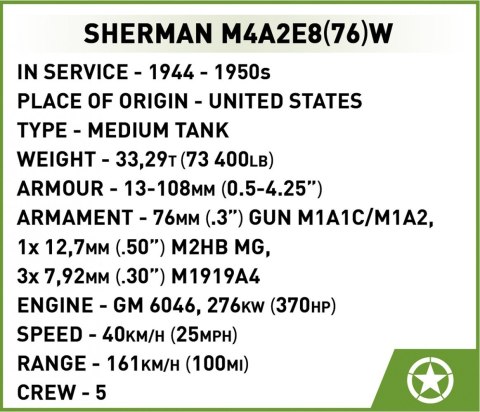 Klocki Sherman M4A2E8 865 klocków Klocki Sherman M4A2E8 865 klocków
