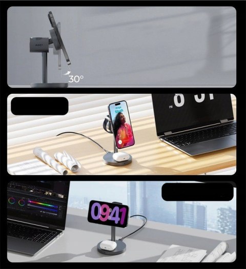LC-MC311 3w1 ładowarka bezprzewodowa MagSafe Qi2 15W + ładowarka PD 30W LC-MC311 3w1 ładowarka bezprzewodowa MagSafe Qi2 15W + ładowarka PD 30W