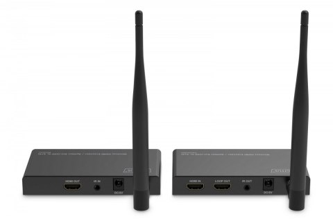 Przedłużacz/Extender splitter HDMI bezprzewodowy 100m 1080p 60Hz FHD 5GHz HDCP 1.3 (zestaw) Przedłużacz/Extender splitter HDMI bezprzewodowy 100m 1080p 60Hz FHD 5GHz HDCP 1.3 (zestaw)