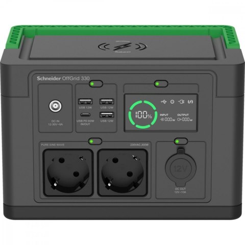 Stacja zasilania PPS330-GR Schneider OffGrid Portable Power Station 330, 332Wh Lithium-ion, 2 Schuko, Sinewave Stacja zasilania PPS330-GR Schneider OffGrid Portable Power Station 330, 332Wh Lithium-ion, 2 Schuko, Sinewave