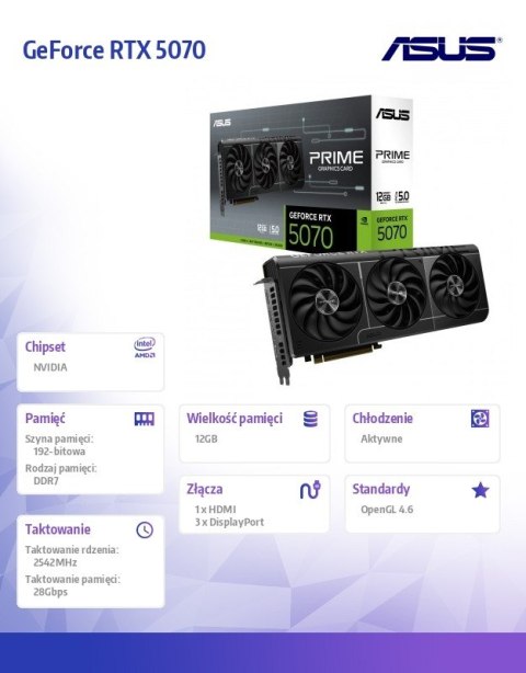 Karta graficzna GeForce RTX 5070 PRIME-RTX5070-12G Karta graficzna GeForce RTX 5070 PRIME-RTX5070-12G