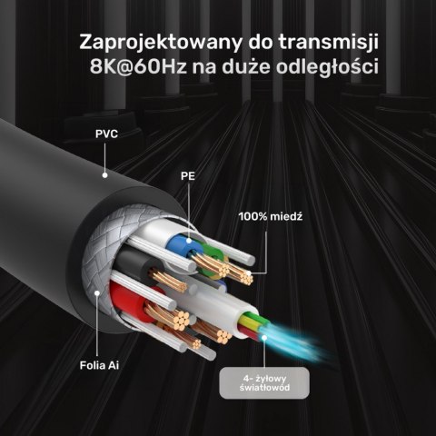 Kabel optyczny HDMI 2.1 AOC 8K 120Hz 5m; C11085GY03-5M Kabel optyczny HDMI 2.1 AOC 8K 120Hz 5m; C11085GY03-5M