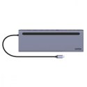 HUB USB-C 11w1 USB-C, RJ45, PD 100W, 2x HDMI, VGA, SD; D1022B