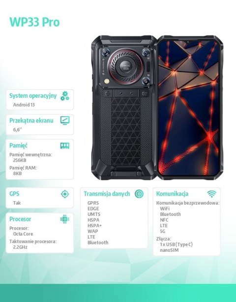 Smartfon WP33 Pro 5G 8/ 256GB szary Smartfon WP33 Pro 5G 8/ 256GB szary