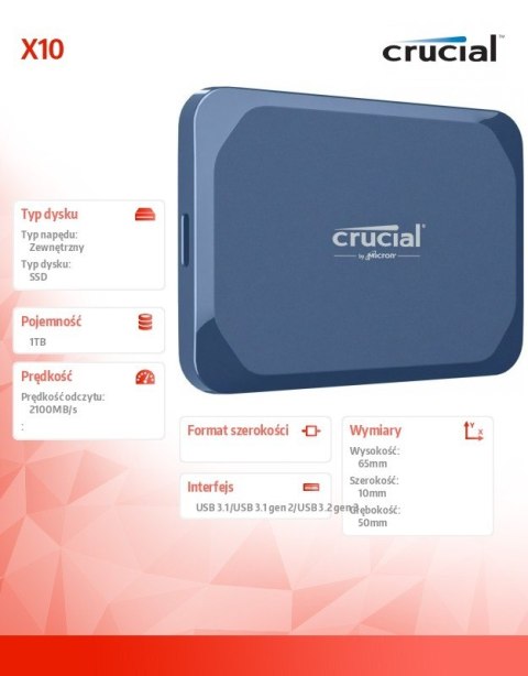Dysk zewnętrzny SSD X10 1TB USB-C 2100MB/s Dysk zewnętrzny SSD X10 1TB USB-C 2100MB/s