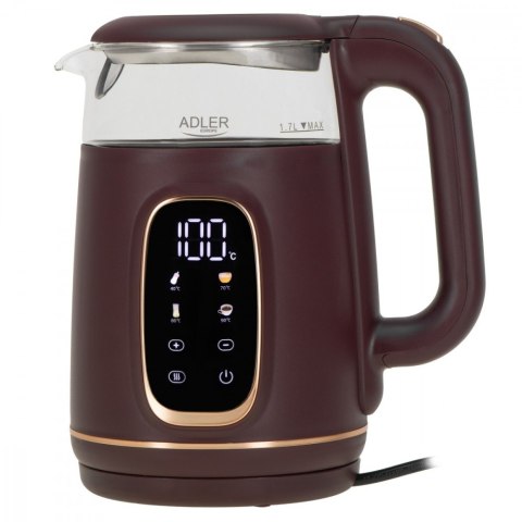 Czajnik 1,7l z wyświetlaczem LED, regulacja temperatury AD 1305 burgundy Czajnik 1,7l z wyświetlaczem LED, regulacja temperatury AD 1305 burgundy
