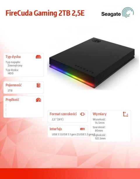Dysk FireCuda Gaming 2TB 2,5E STKL2000400 Dysk FireCuda Gaming 2TB 2,5E STKL2000400