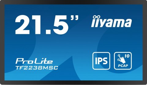 Monitor wielkoformatowy 21.5 cala TF2238MSC-B1 IPS,FHD,DP,HDMI,2x2W,2xUSB,600(cd/m2), 10pkt.7H,IP1X(Front),Pion/Poziom Monitor wielkoformatowy 21.5 cala TF2238MSC-B1 IPS,FHD,DP,HDMI,2x2W,2xUSB,600(cd/m2), 10pkt.7H,IP1X(Front),Pion/Poziom