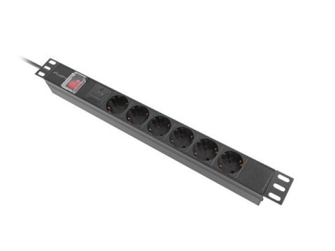 Listwa zasilająca rack PDU 19 cali 1U 16A 6x230V schuko 2m czarna Listwa zasilająca rack PDU 19 cali 1U 16A 6x230V schuko 2m czarna