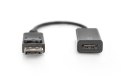 Kabel adapter DisplayPort z zatrzaskiem 1080p 60Hz FHD Typ DP/HDMI A M/Ż 0,2m Czarny Kabel adapter DisplayPort z zatrzaskiem 1080p 60Hz FHD Typ DP/HDMI A M/Ż 0,2m Czarny