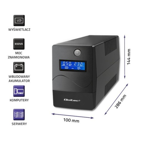 Zasilacz awaryjny UPS | Monolith | 650VA | 360W | LCD | USB | RJ45 Zasilacz awaryjny UPS | Monolith | 650VA | 360W | LCD | USB | RJ45