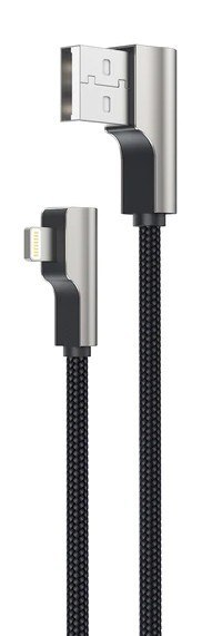 CB-AL04 OEM kabel 90° Lightning - USB-A 1m MFi Apple kątowy wtyki 90 stopni nylonowy oplot czarny CB-AL04 OEM kabel 90° Lightning - USB-A 1m MFi Apple kątowy wtyki 90 stopni nylonowy oplot czarny