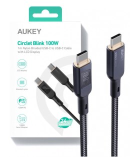 CB-MCC102 kabel USB-C - USB-C 1.8m 100W PD 5A 20V LED nylonowy oplot czarny