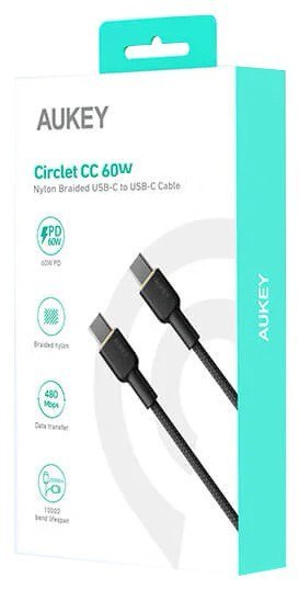 CB-NCC2 kabel USB-C - USB-C 1.8m 60W PD 3A 20V nylonowy oplot czarny CB-NCC2 kabel USB-C - USB-C 1.8m 60W PD 3A 20V nylonowy oplot czarny