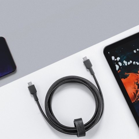 CB-CD45 kabel USB-C - USB-C 0,9m 60W PD 3A 20V nylonowy oplot czarny CB-CD45 kabel USB-C - USB-C 0,9m 60W PD 3A 20V nylonowy oplot czarny