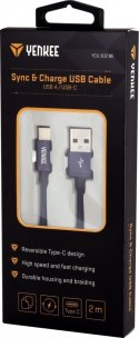 Kabel USB A 2.0 / USB C transfer danych 480Mb/s /3A Kabel USB A 2.0 / USB C transfer danych 480Mb/s /3A