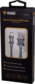 Kabel USB A 2.0 / USB C transfer danych 480Mb/s /3A Kabel USB A 2.0 / USB C transfer danych 480Mb/s /3A