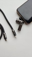 Kabel 2w1 USB C smycz 1m czarny Kabel 2w1 USB C smycz 1m czarny