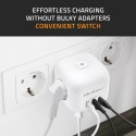 Kostka zasilająca przedłużacz 6w1 z podświetlanym włącznikiem | 3x AC | 2x USB | 1x USB-C PD 20W | biała Kostka zasilająca przedłużacz 6w1 z podświetlanym włącznikiem | 3x AC | 2x USB | 1x USB-C PD 20W | biała