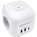 Kostka zasilająca przedłużacz 6w1 z podświetlanym włącznikiem | 3x AC | 2x USB | 1x USB-C PD 20W | biała Kostka zasilająca przedłużacz 6w1 z podświetlanym włącznikiem | 3x AC | 2x USB | 1x USB-C PD 20W | biała
