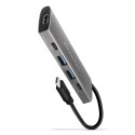 HMC-5G21 Wieloportowy hub USB 5in1, 10Gbps, 2x USB-A + 2x USB-C + HDMI 4K/30Hz, PD 60W, 13cm USB-C kabel HMC-5G21 Wieloportowy hub USB 5in1, 10Gbps, 2x USB-A + 2x USB-C + HDMI 4K/30Hz, PD 60W, 13cm USB-C kabel