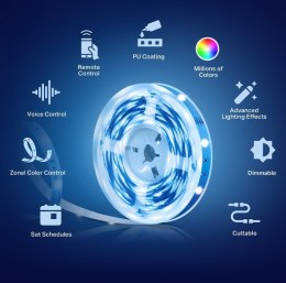 Taśma LED Smart Wi-Fi ze zmiennym kolorem SPEC: 2.4 GHz Wi-Fi, 802.11b/g/n, one 16.4 ft/5m RGB+IC LED light