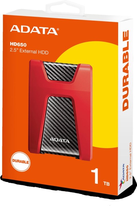 Adata DashDrive Durable HD650 1TB 2.5'' USB3.0 Czerwony Adata DashDrive Durable HD650 1TB 2.5'' USB3.0 Czerwony