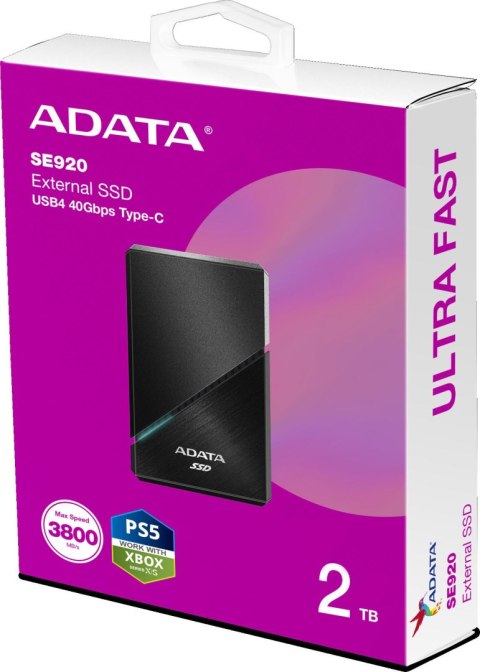Dysk SSD Adata SE920 2TB USB4C 3800/3700 MB/s czarny Dysk SSD Adata SE920 2TB USB4C 3800/3700 MB/s czarny