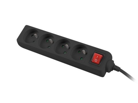 Listwa zasilająca 1,5m, czarna, 4 gniazda, z wyłącznikiem, kabel wykonany z pełnej miedzi Listwa zasilająca 1,5m, czarna, 4 gniazda, z wyłącznikiem, kabel wykonany z pełnej miedzi
