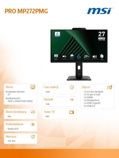 Monitor 27 cali PRO MP272PMG LED/FHD/Flat/120Hz/czarny Monitor 27 cali PRO MP272PMG LED/FHD/Flat/120Hz/czarny