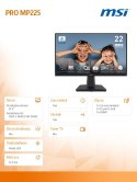 Monitor PRO MP225 21.5 cala/LED/FHD/Flat/100Hz/Czarny