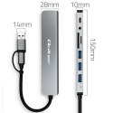 HUB Adapter 8w1 USB-C/USB | USB-C | 4xUSB | SD/TF card | Jack 3.5mm TRRS