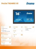 Monitor 15.6 cali T1624MSC-B1 IPS,poj.10pkt.450cd,24/7,media player,6H
